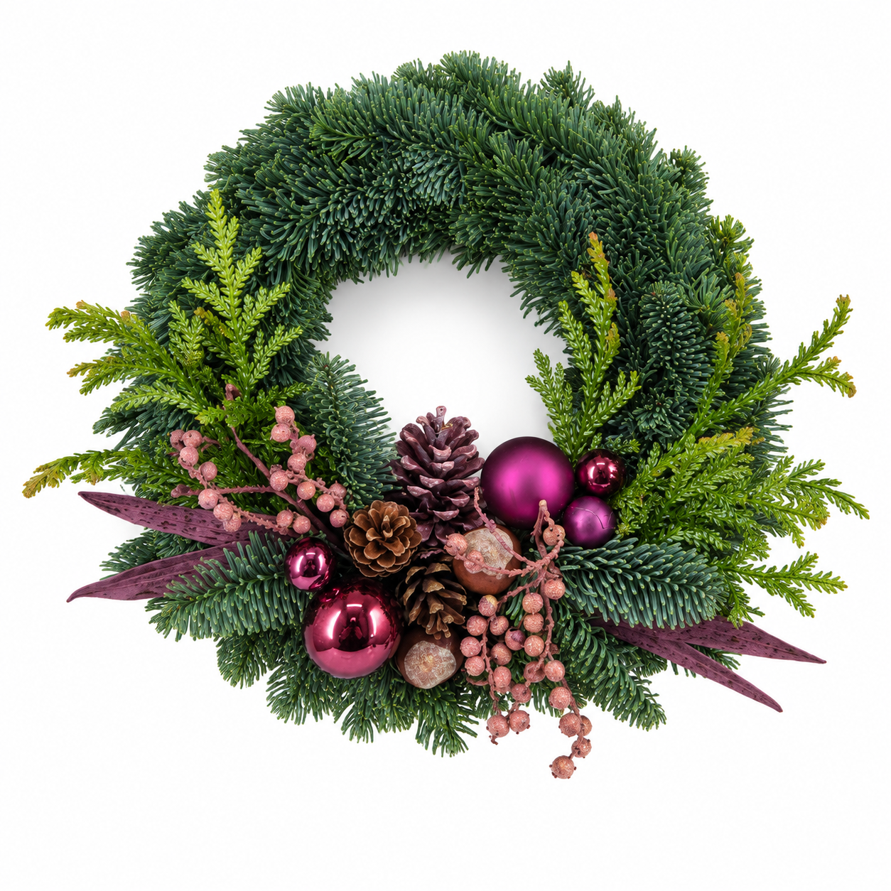 Elegant Plum and Berry Christmas Wreath