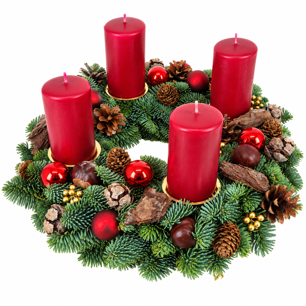 Festive Four Candle Evergreen Wreath
