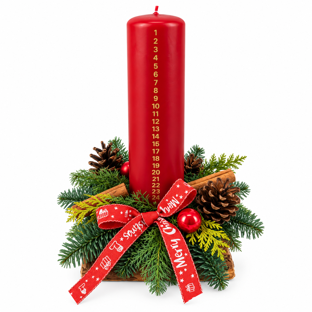 Red Advent Candle Christmas Arrangement