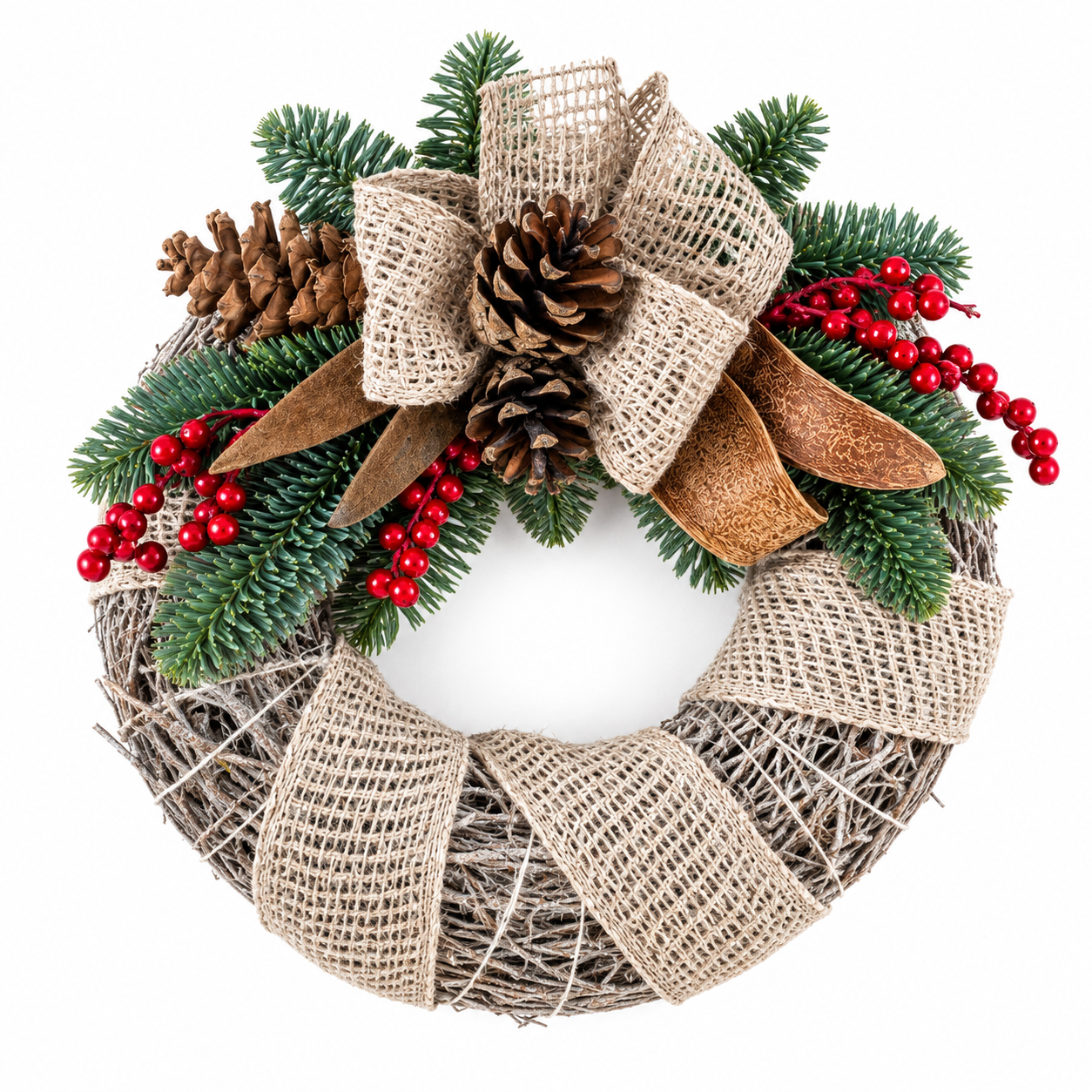 Rustic Burlap Christmas Wreath