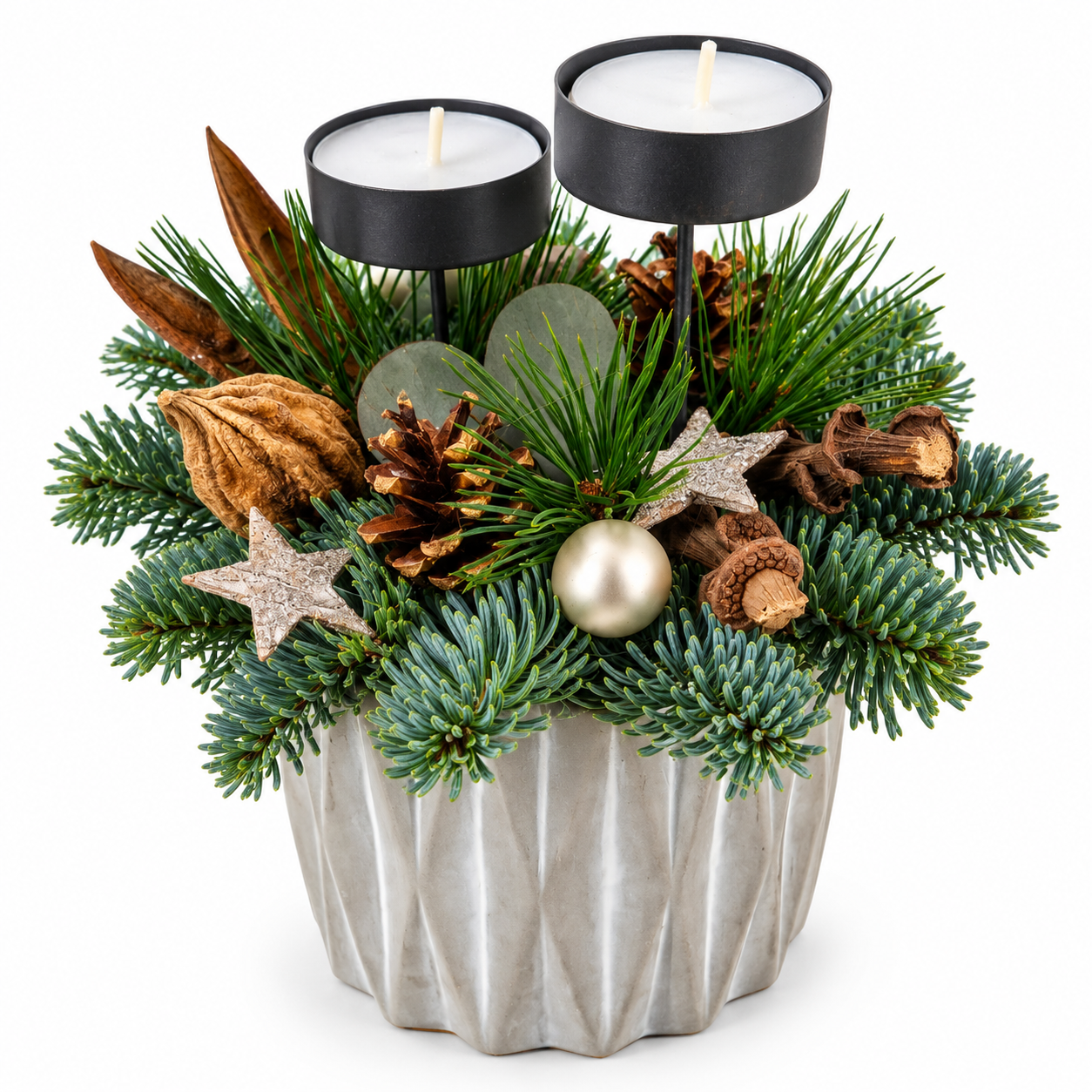 Rustic Nordic Christmas Candle Centrepiece
