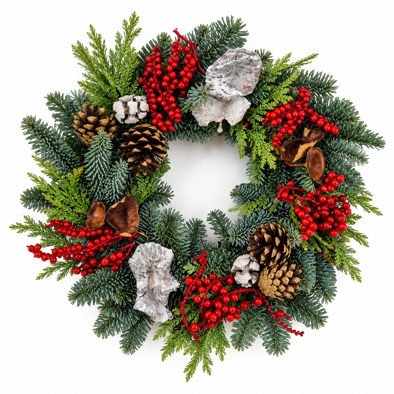 Rustic Red Berry Christmas Wreath