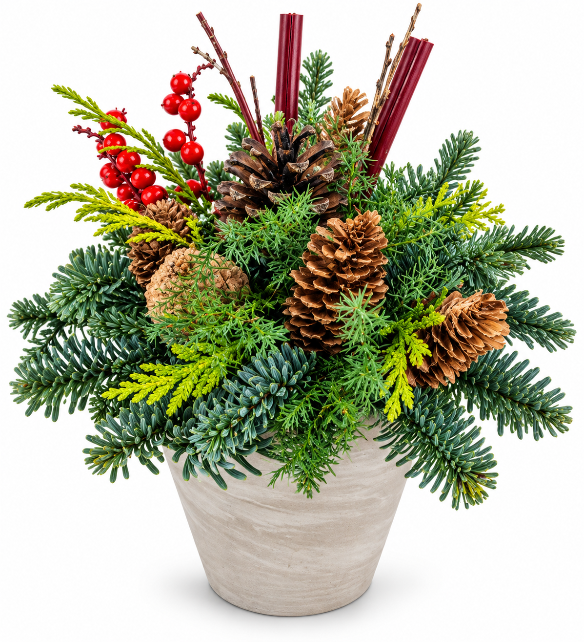 Festive Evergreen Pinecone Centrepiece