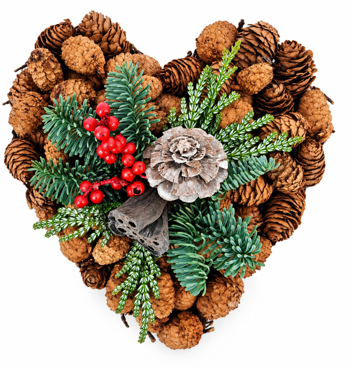 Pine Cone Heart with Winter Accents