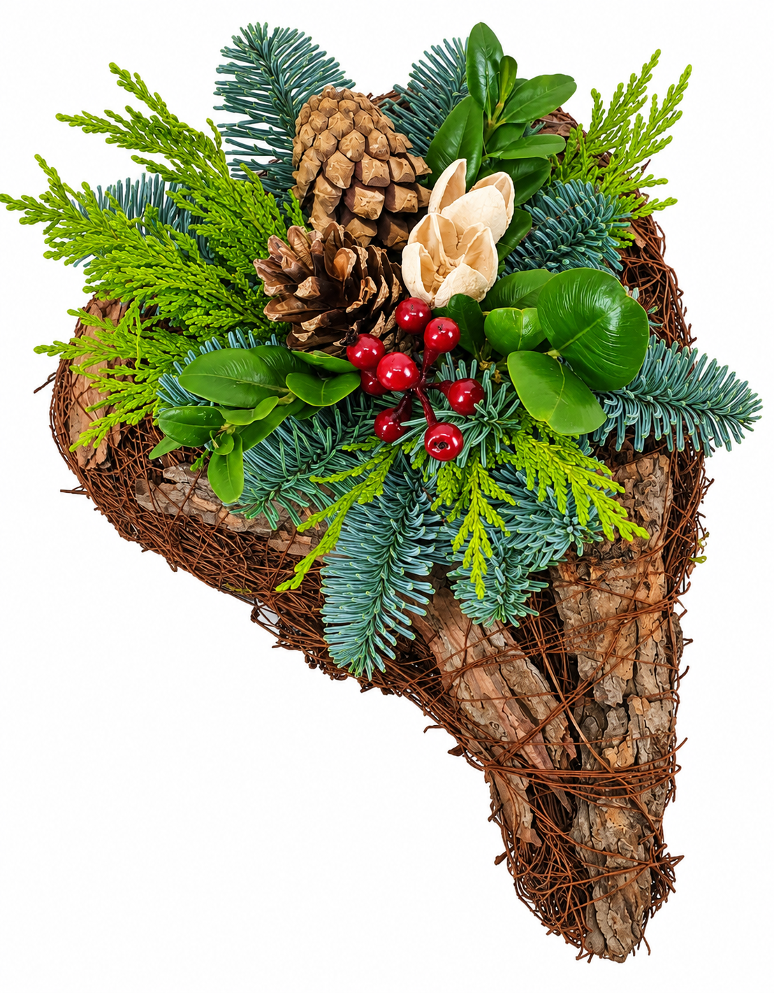 Rustic Heart Shaped Evergreen Arrangement