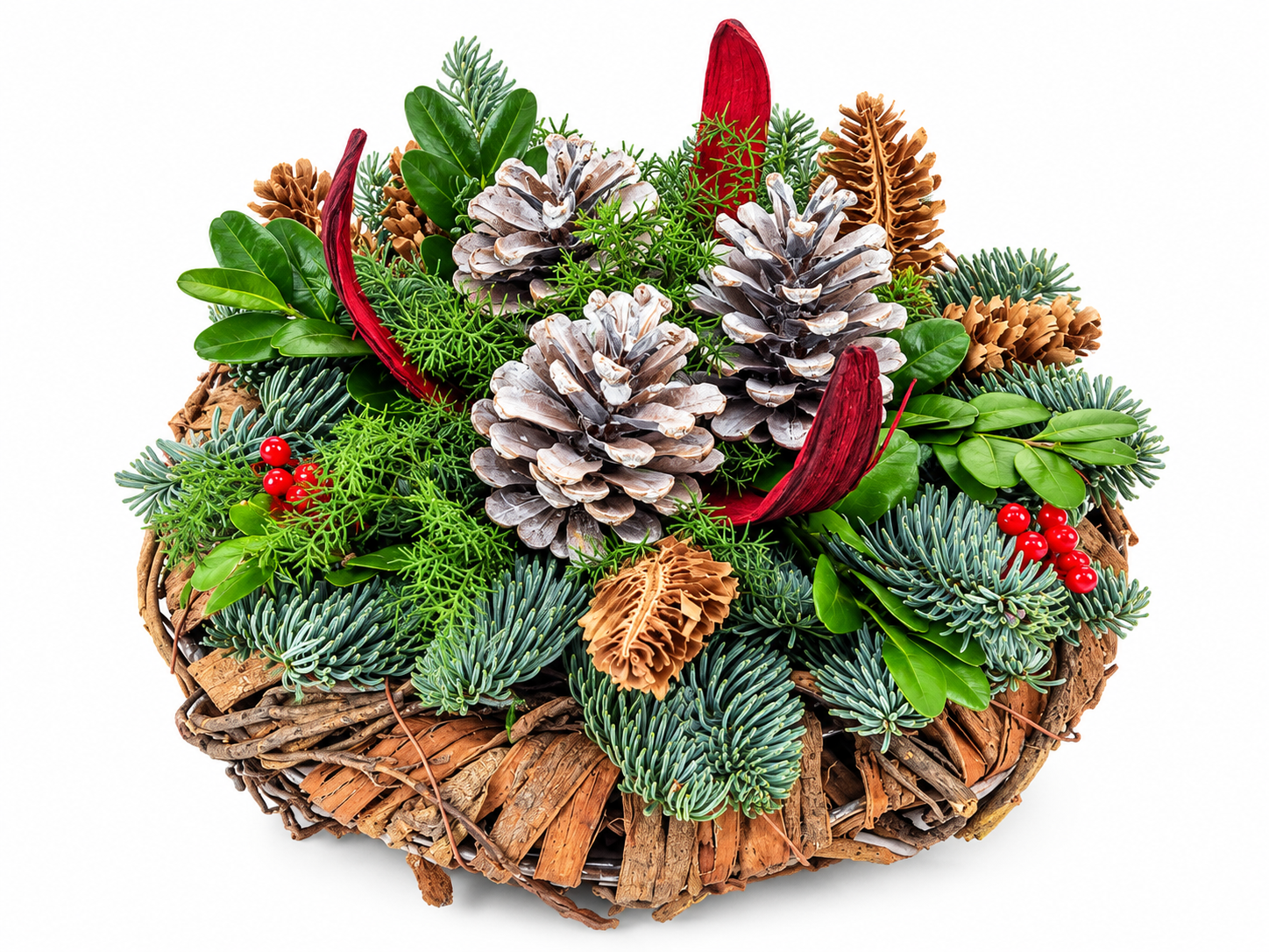 Rustic Pinecone and Berry Wreath