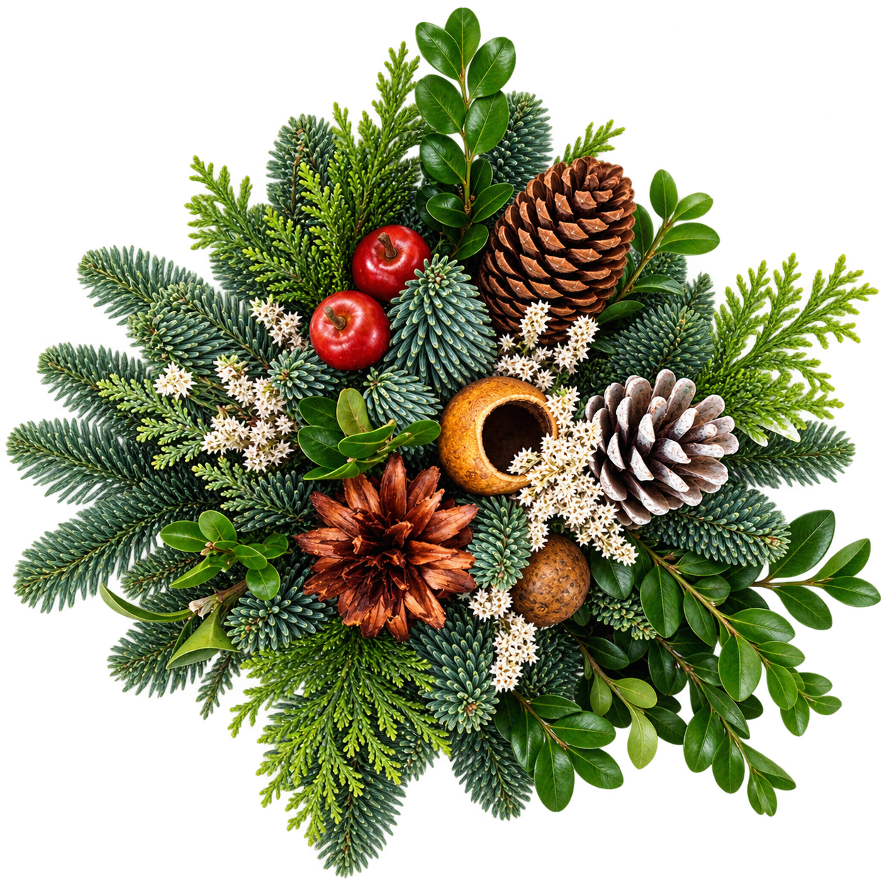 Festive Evergreen Winter Flat Lay