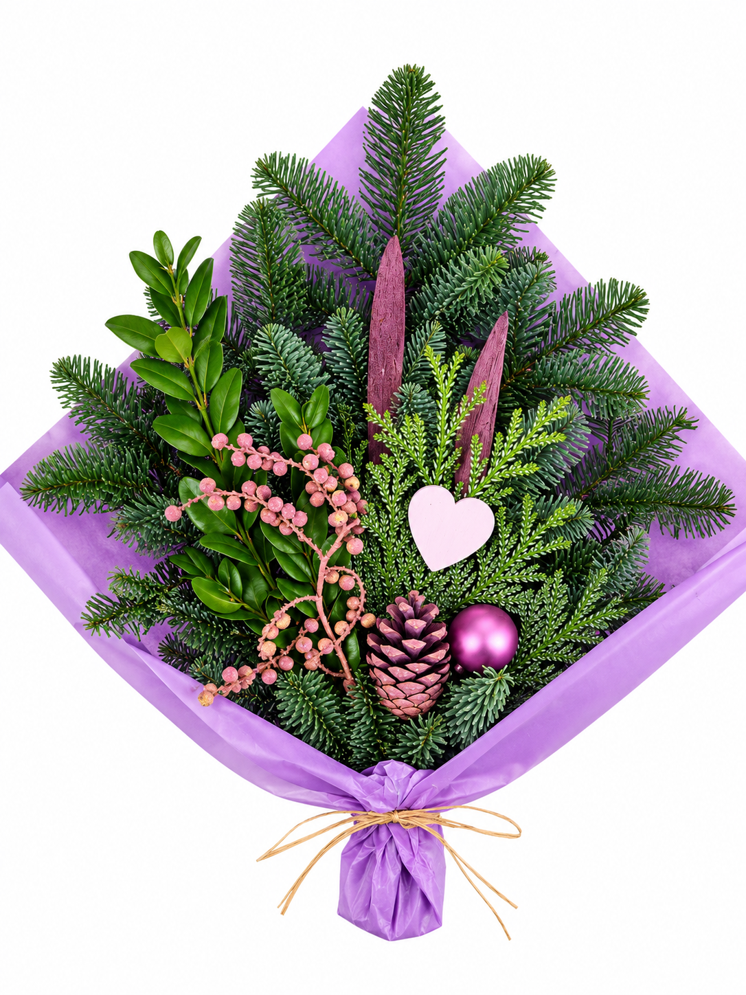 Festive Lavender Evergreen Bouquet